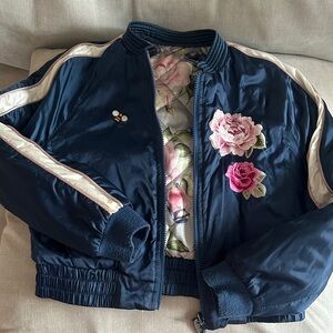 Floral Embroidered Navy Jacket
